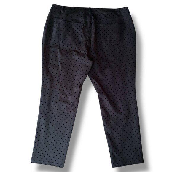 Talbots Womens Pant Plus Sz 20W Black Flocked Velvet Polka Dot Straight Stretch - Picture 4 of 5